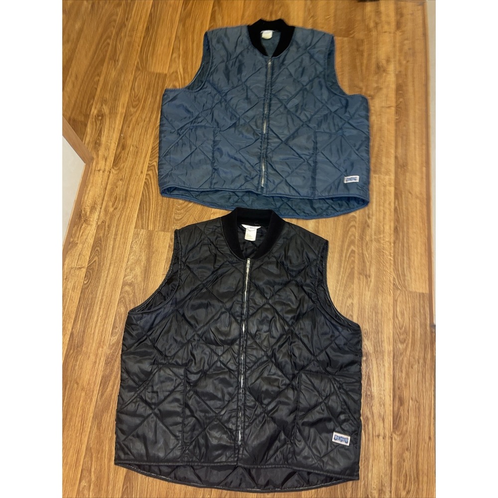 Vintage‎ Big Smith Zip Vest Men's 3XL NAVY Quilted Black Vest 2X
